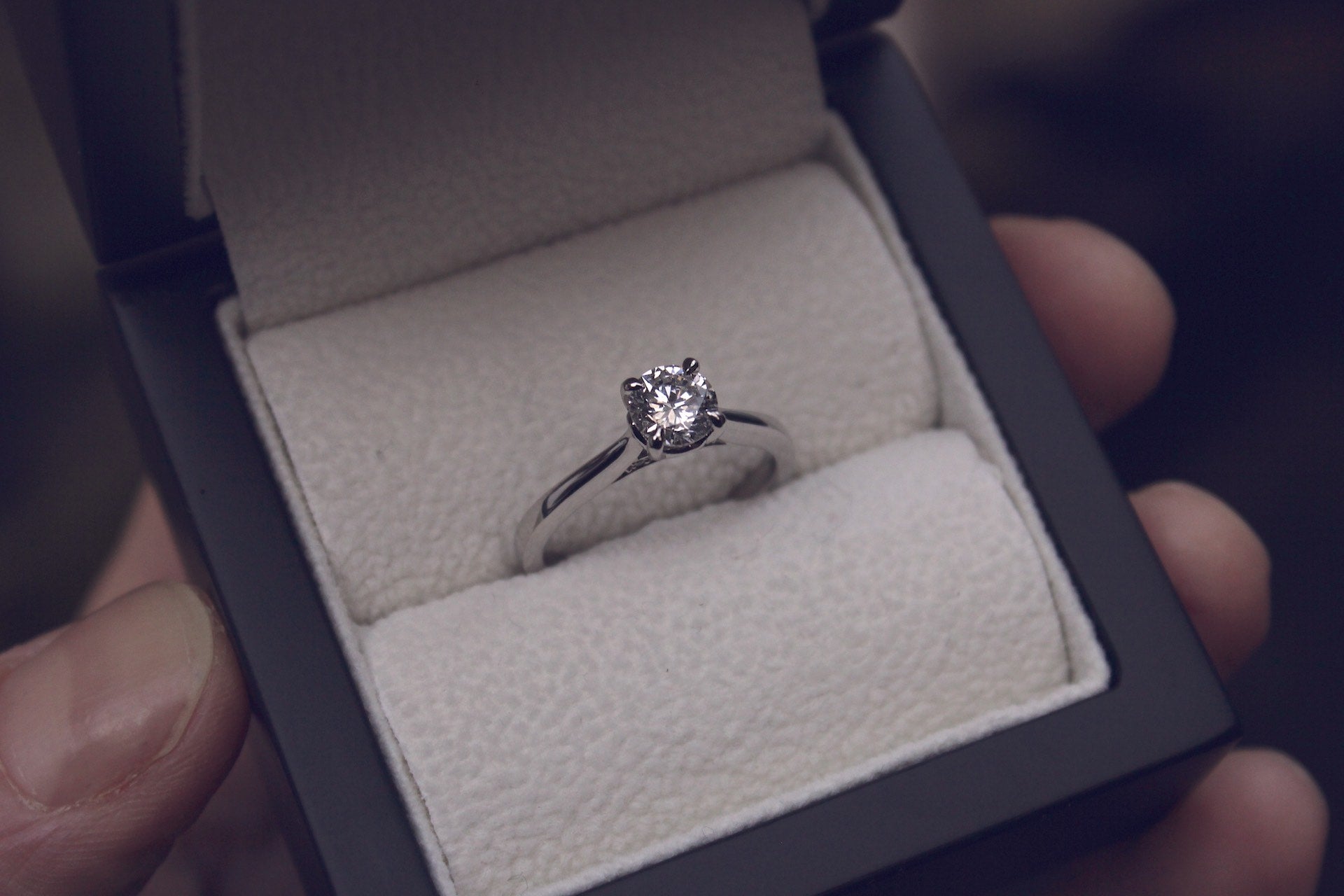Solitaire engagement ring on hand on sale