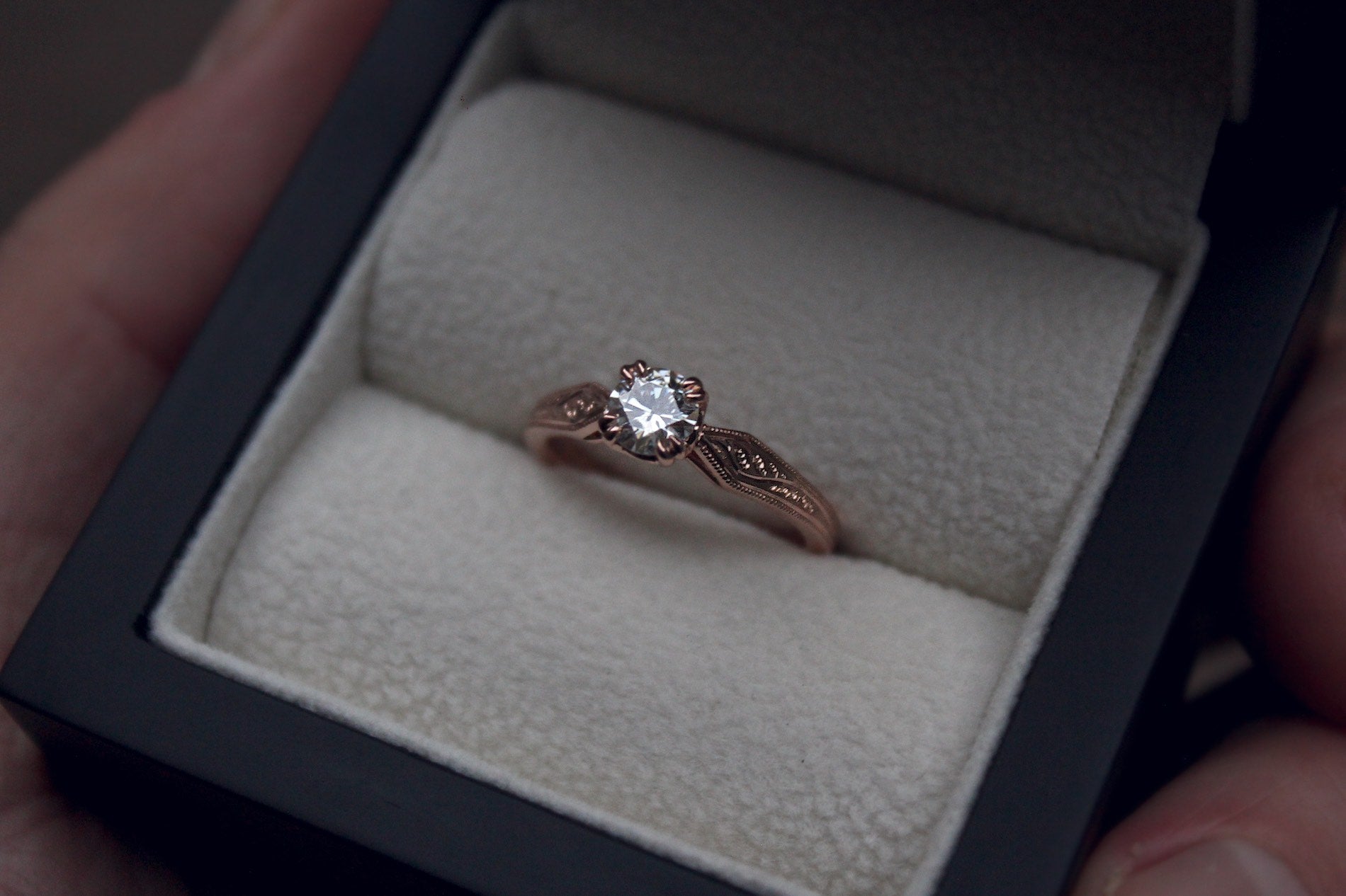 Rose Gold Moissanite Ring Moira Patience Fine Jewellery