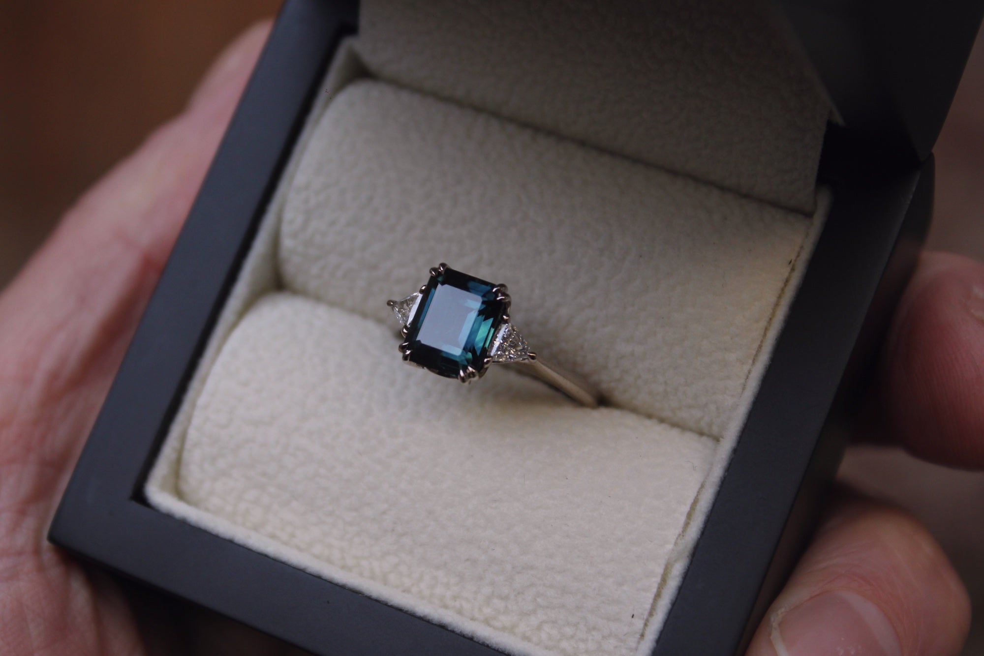 Oval teal sapphire ring sale