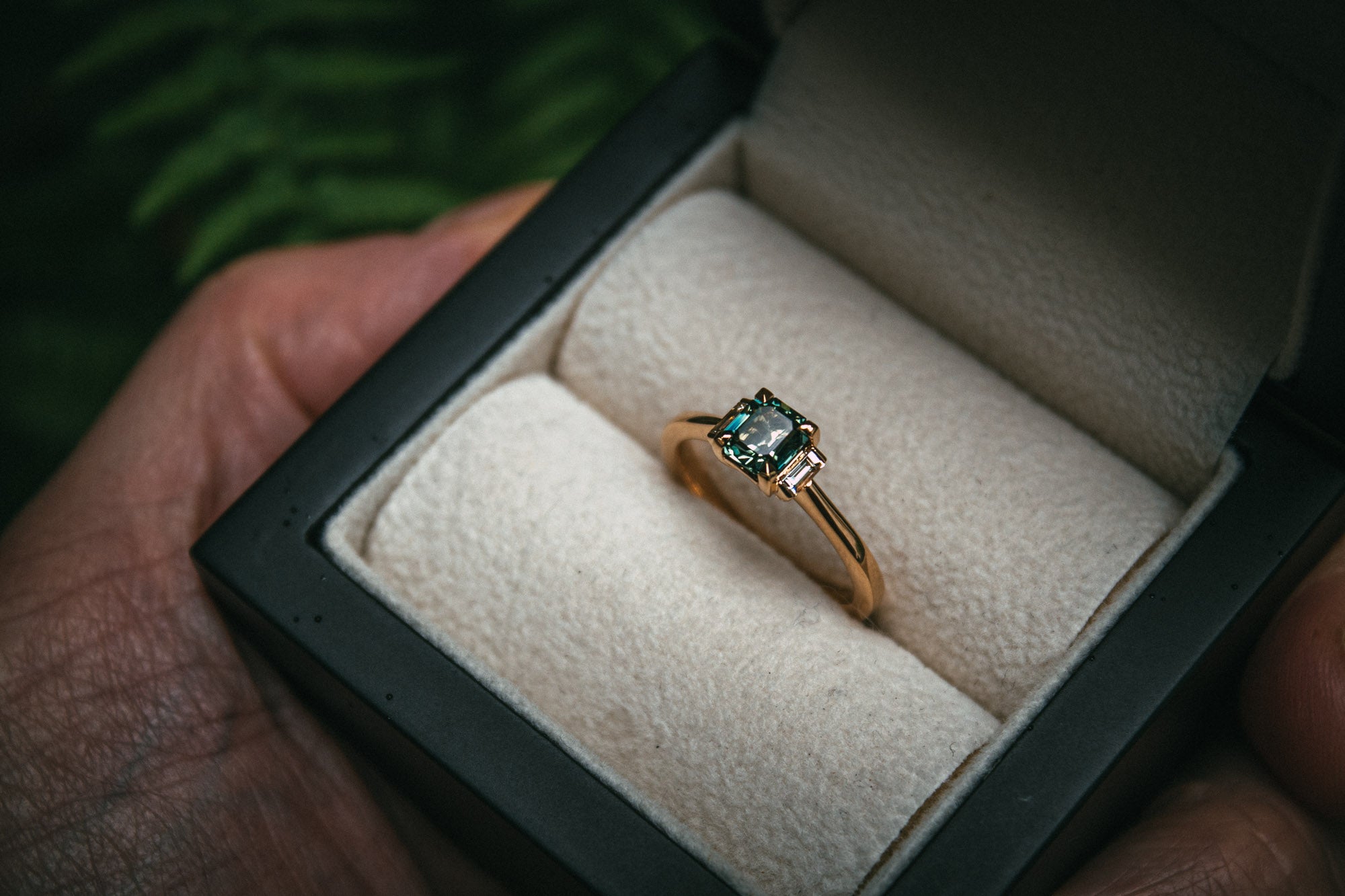 Rectangle sapphire engagement sale rings