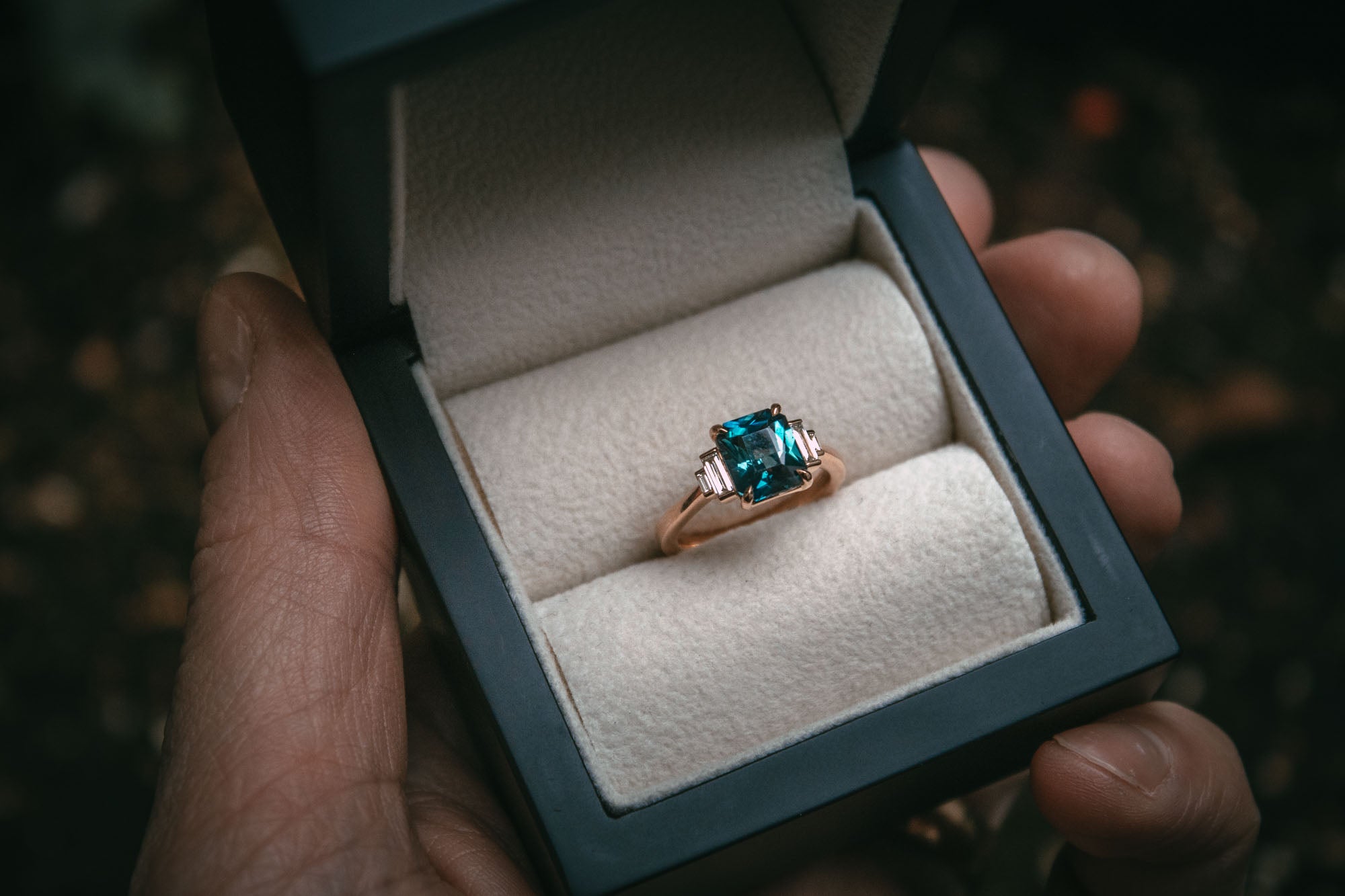Teal Sapphire Diamond Engagement Ring Moira Patience Fine