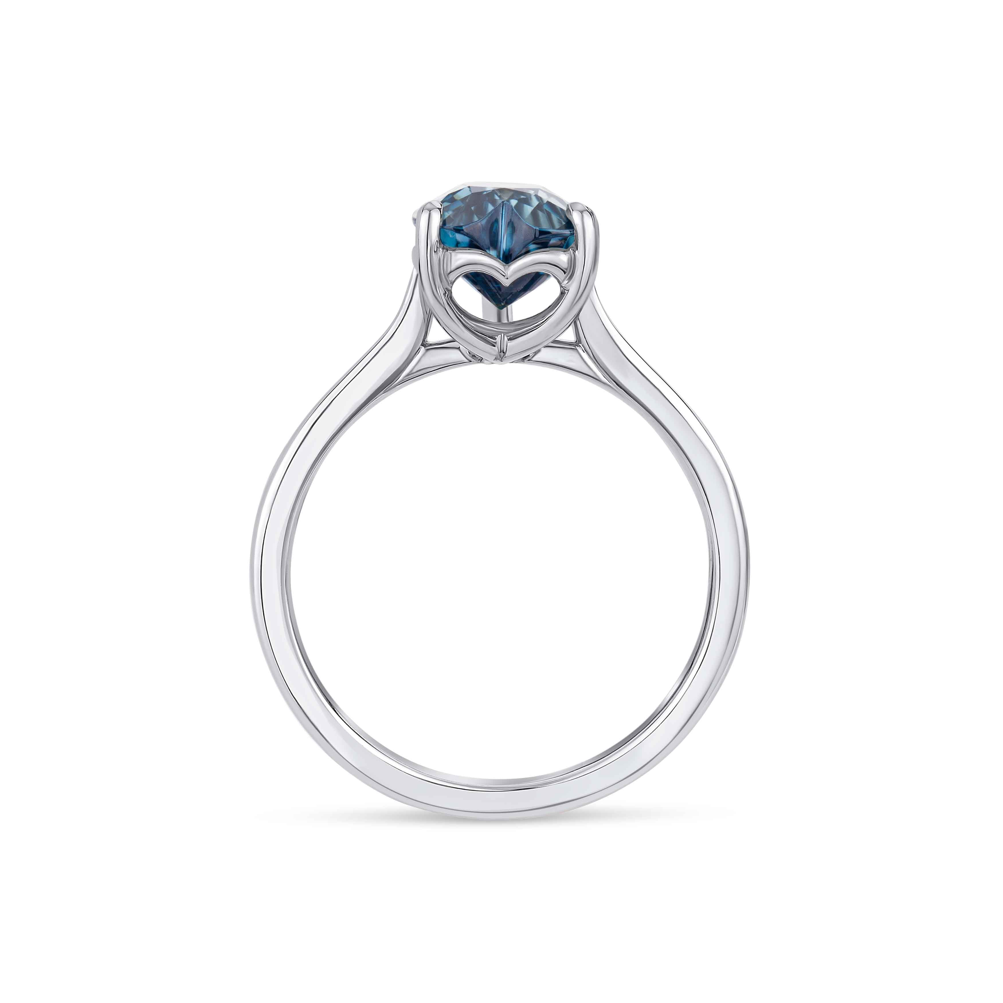 Moira Patience Fine Jewellery Heart Shaped Teal Sapphire Engagement Ring