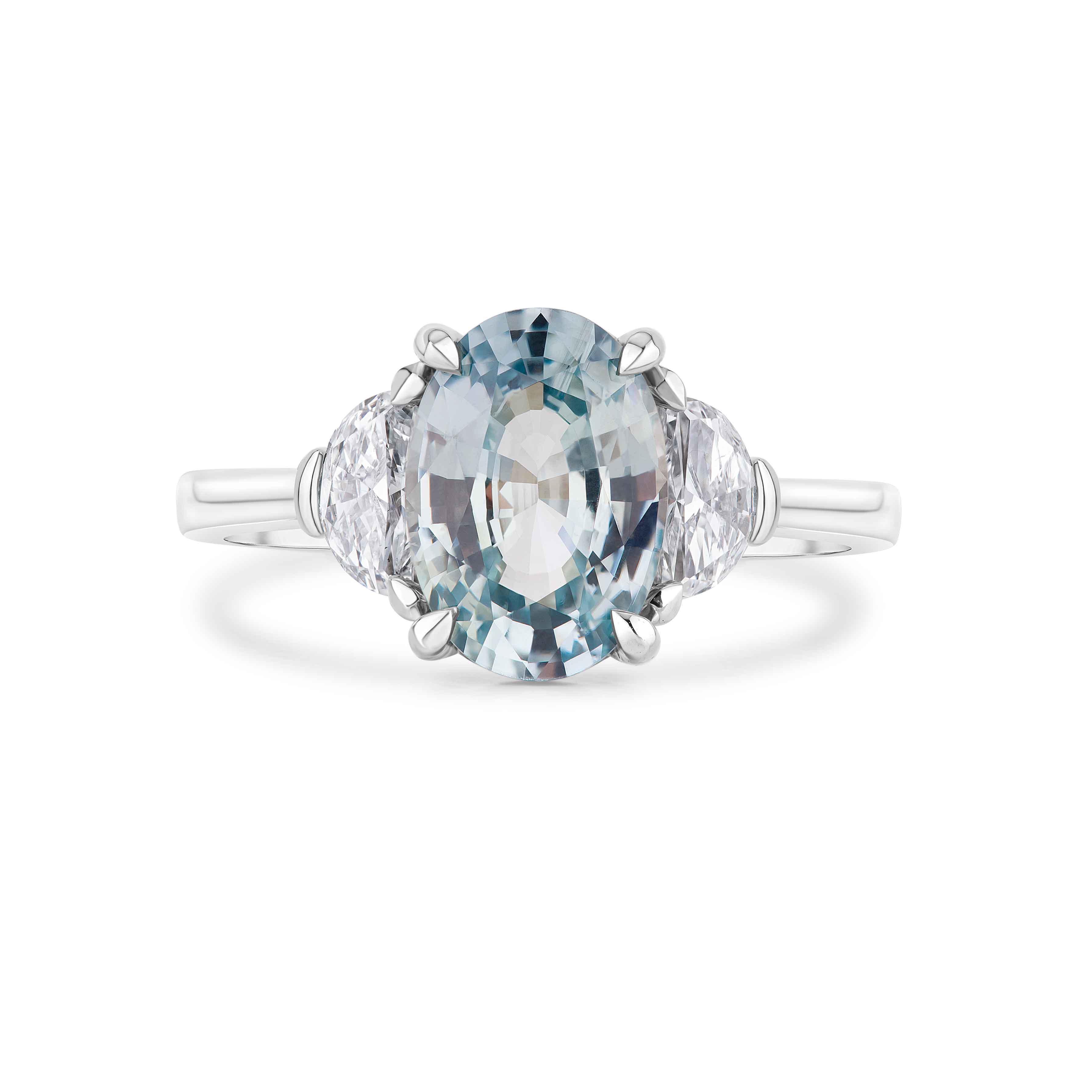 Moira Patience Fine Jewellery Ghlas Oval Pale Blue Sapphire and Diamond Engagement Ring in Edinburgh