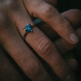 Moira Patience Fine Jewellery Heart Shaped Teal Sapphire Engagement Ring