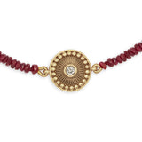 Diamond Gold Disc Ruby Bead Bracelet