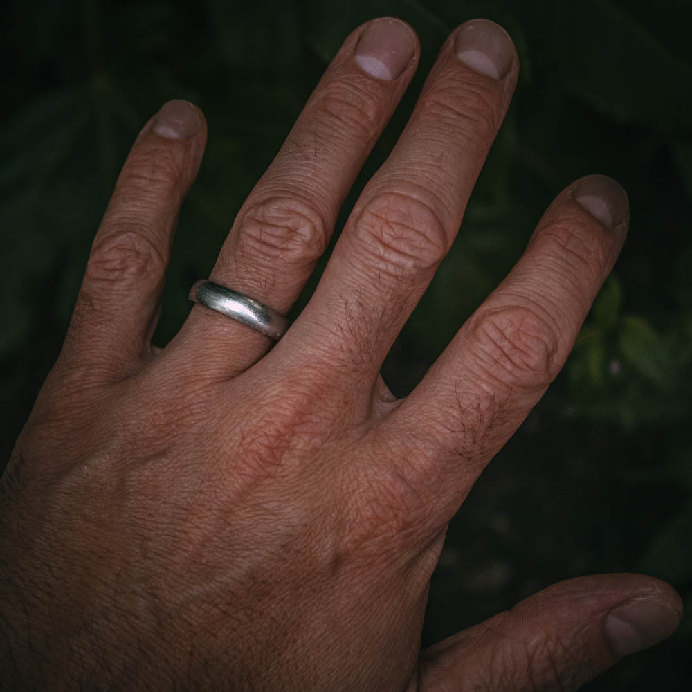 Distressed textured wedding band