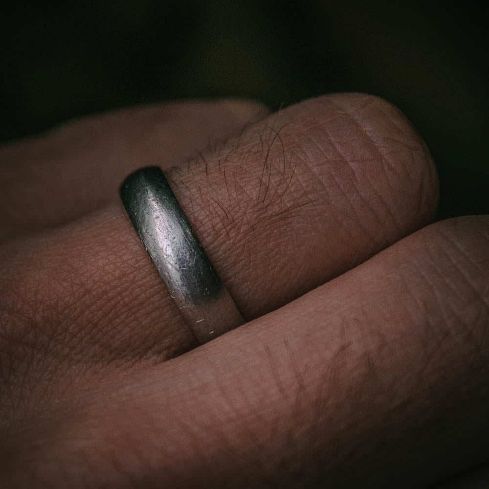 Distressed textured wedding band