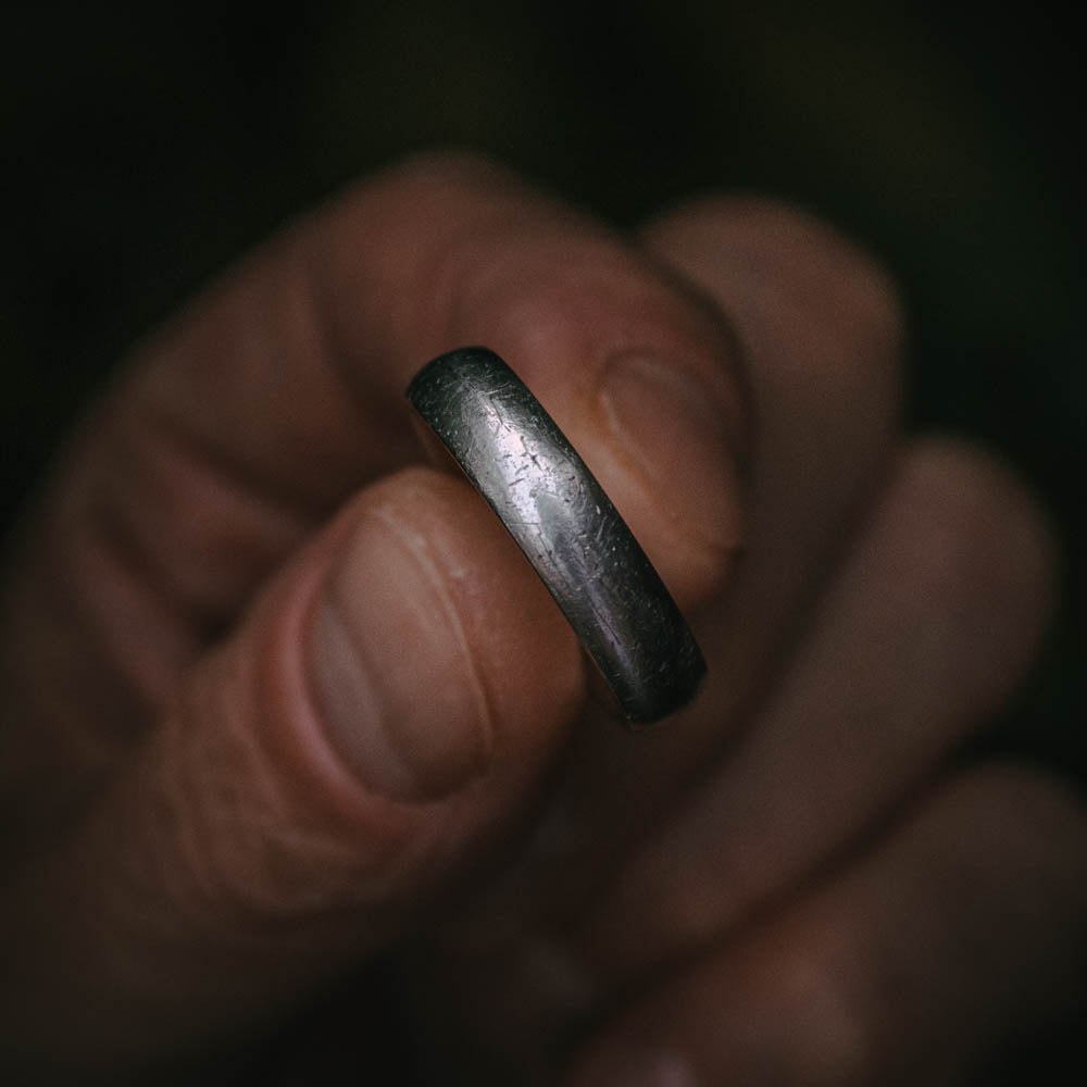 Distressed textured wedding band