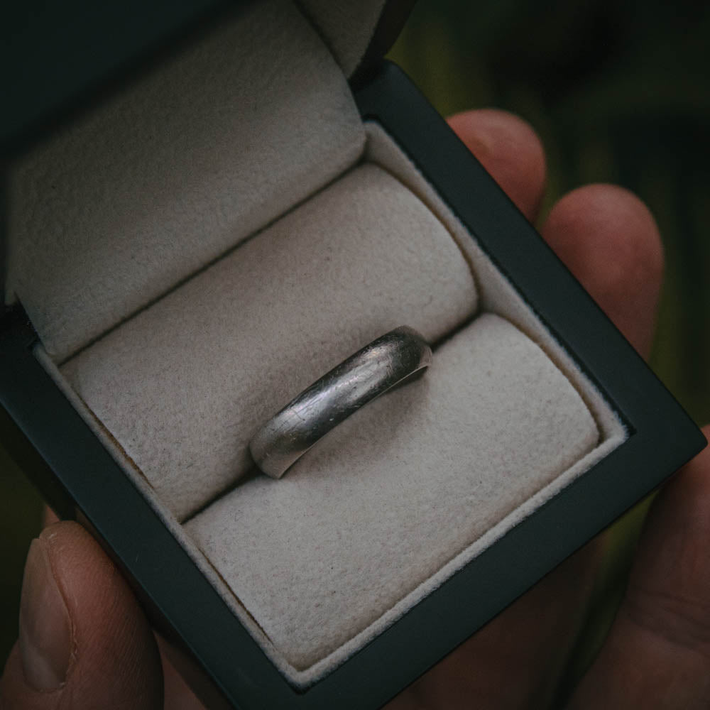 Distressed textured wedding band