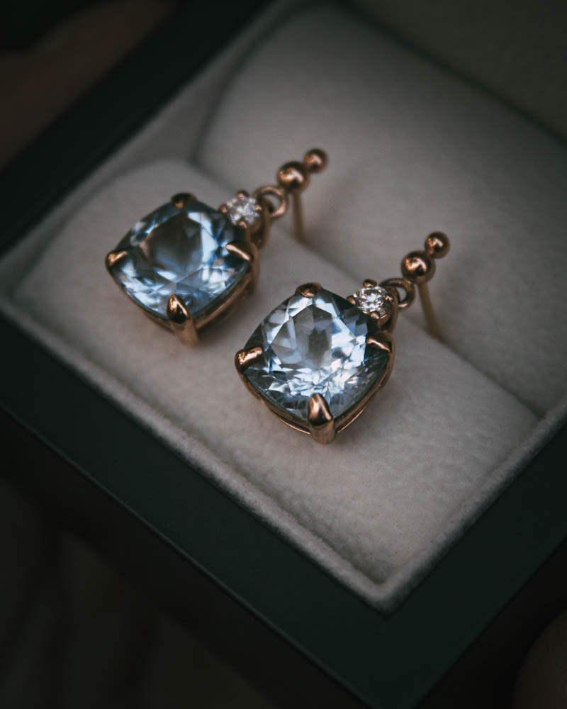 Moira Patience Fine Jewellery Aquamarine and Diamond Drop Earrings