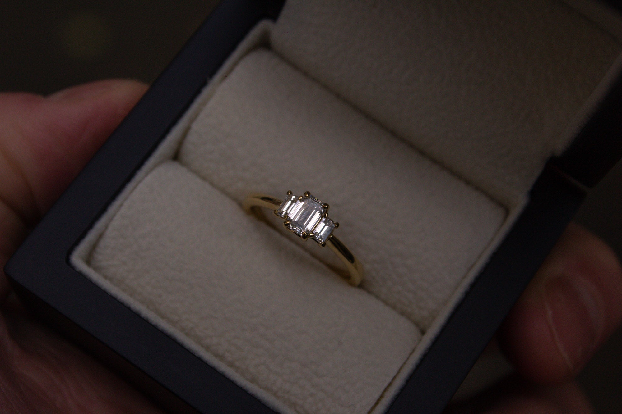 Bespoke three stone diamond engagement ring