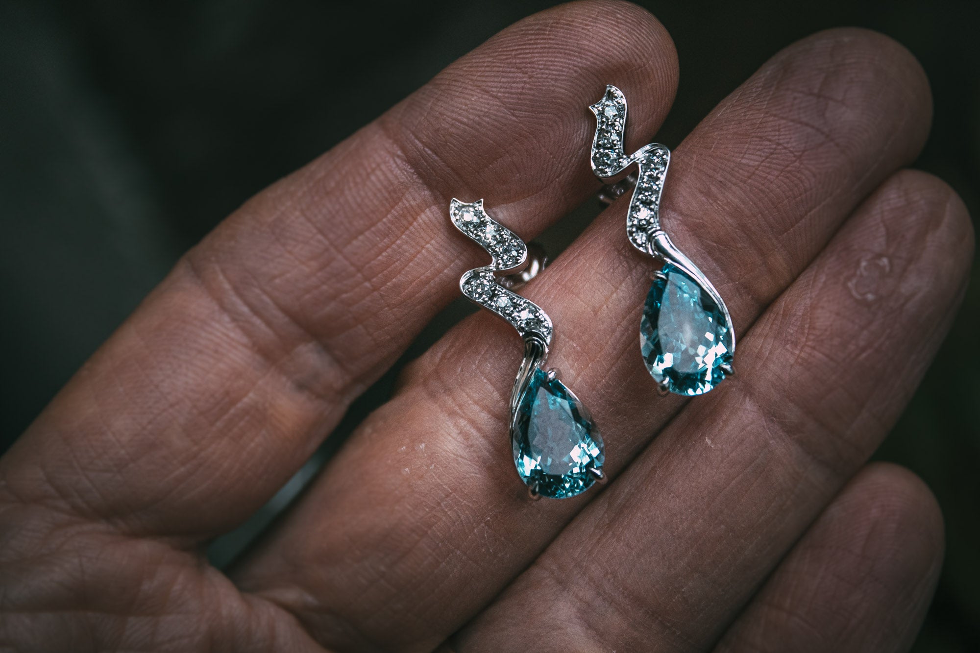 Moira Patience Fine Jewellery Bespoke Aquamarine and Diamond Drop Earrings-1.jpg