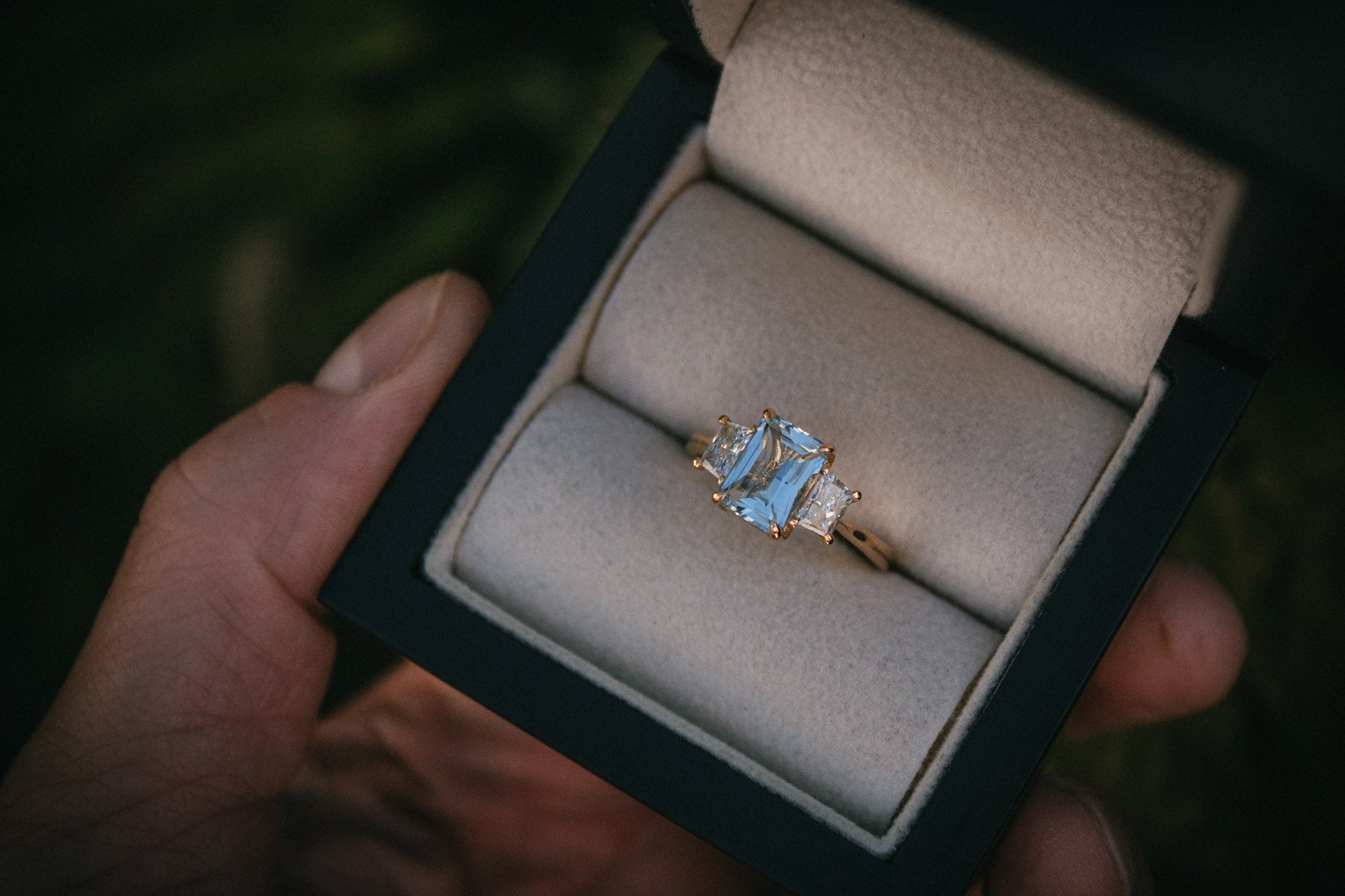 Bespoke aquamarine and diamond engagement ring edinburgh