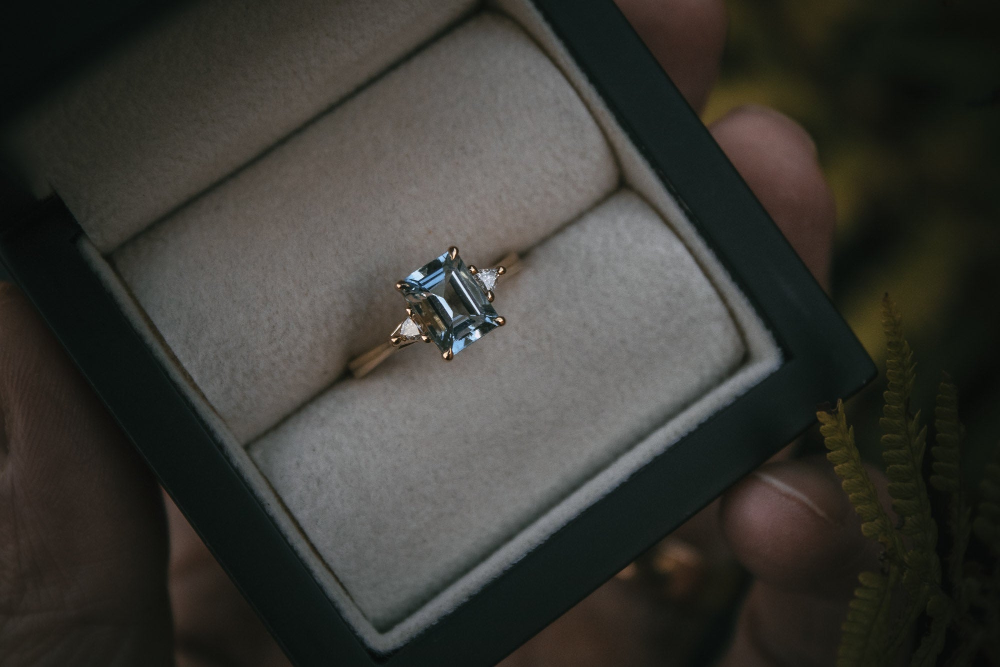 Bespoke Octagon Aquamarine and Diamond Engagement Ring