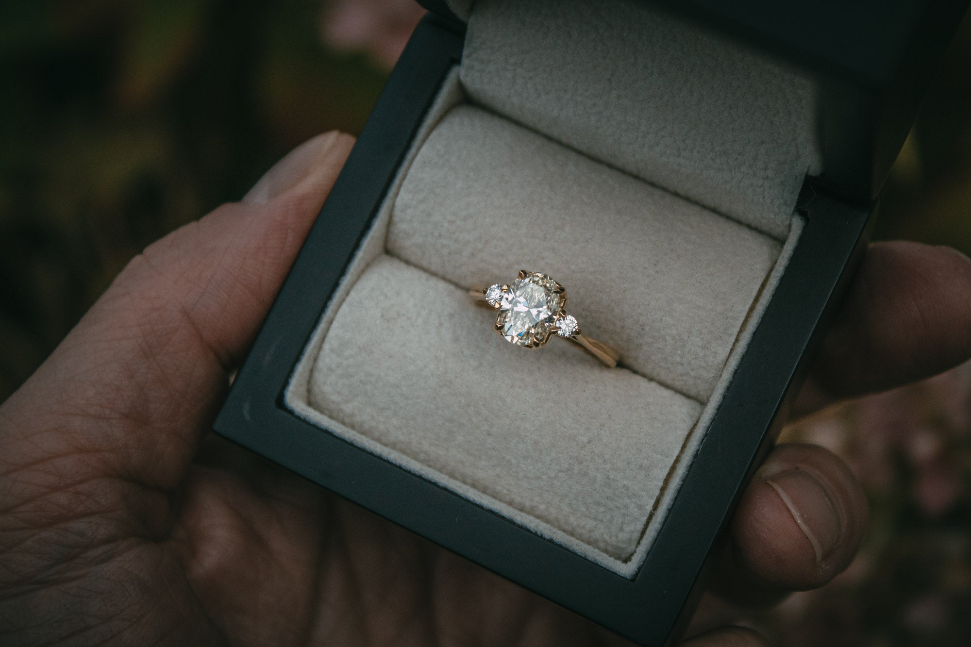 Bespoke oval diamond engagement ring
