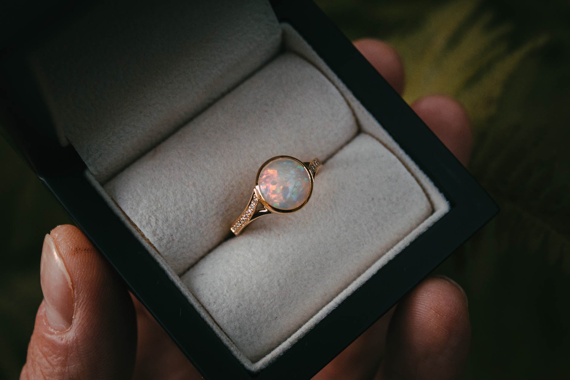 Bespoke Australian Opal & Diamond Pavé Engagement Ring