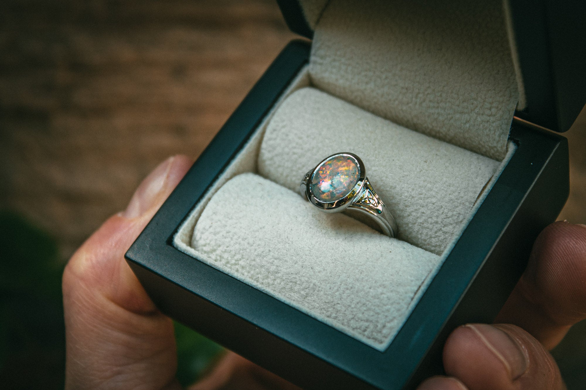 Bespoke Celtic Opal Platinum Ring