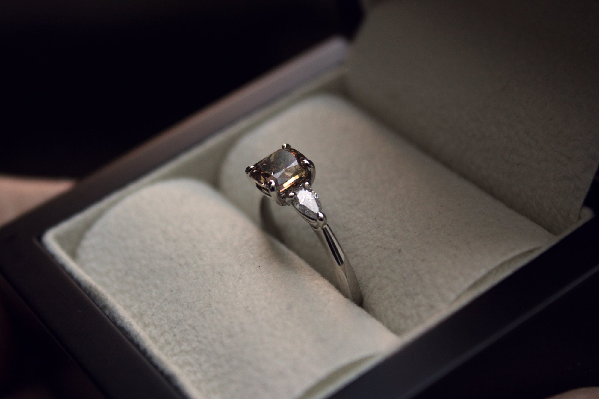 Moira Patience Fine Jewellery Bespoke Commission Champagne Diamond Engagement Ring in Edinburgh