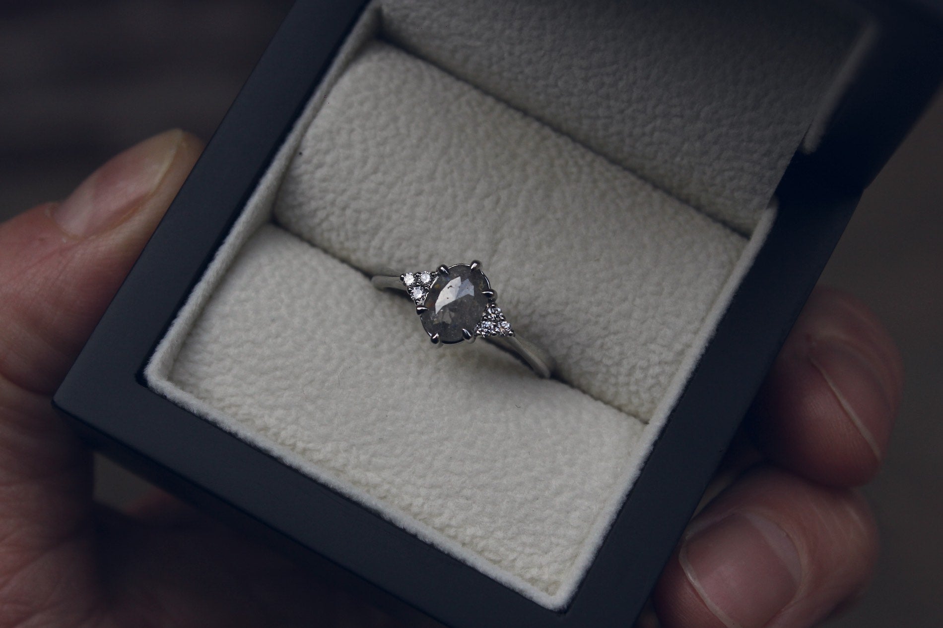 Grey Marquise Diamond Engagement Ring