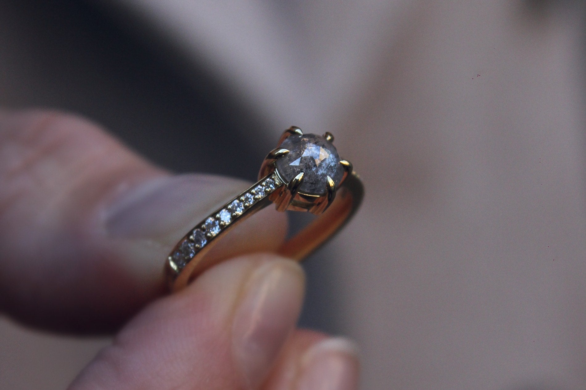 Grey Diamond Engagement Ring