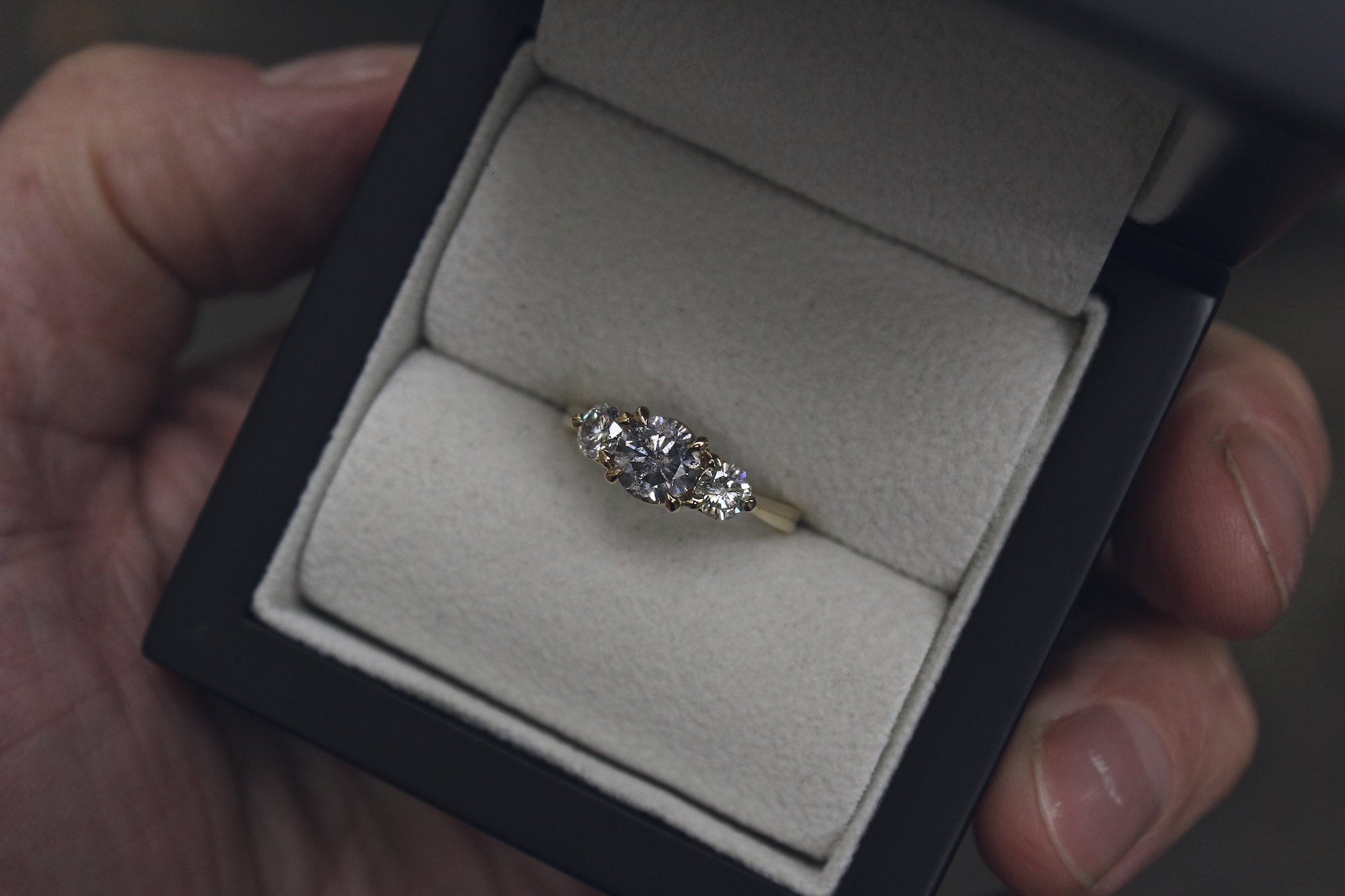 Bespoke Commission Grey Diamond Engagement Ring