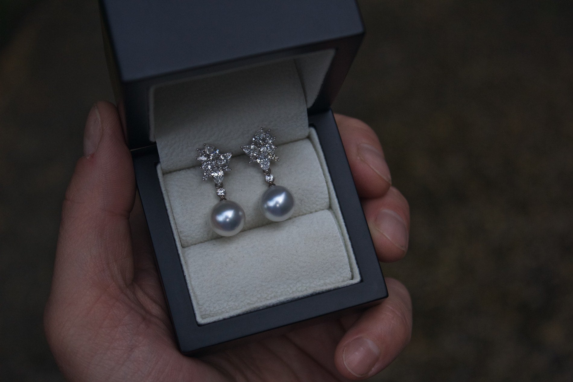 Interchangeable Diamond & Pearl Drops Earrings