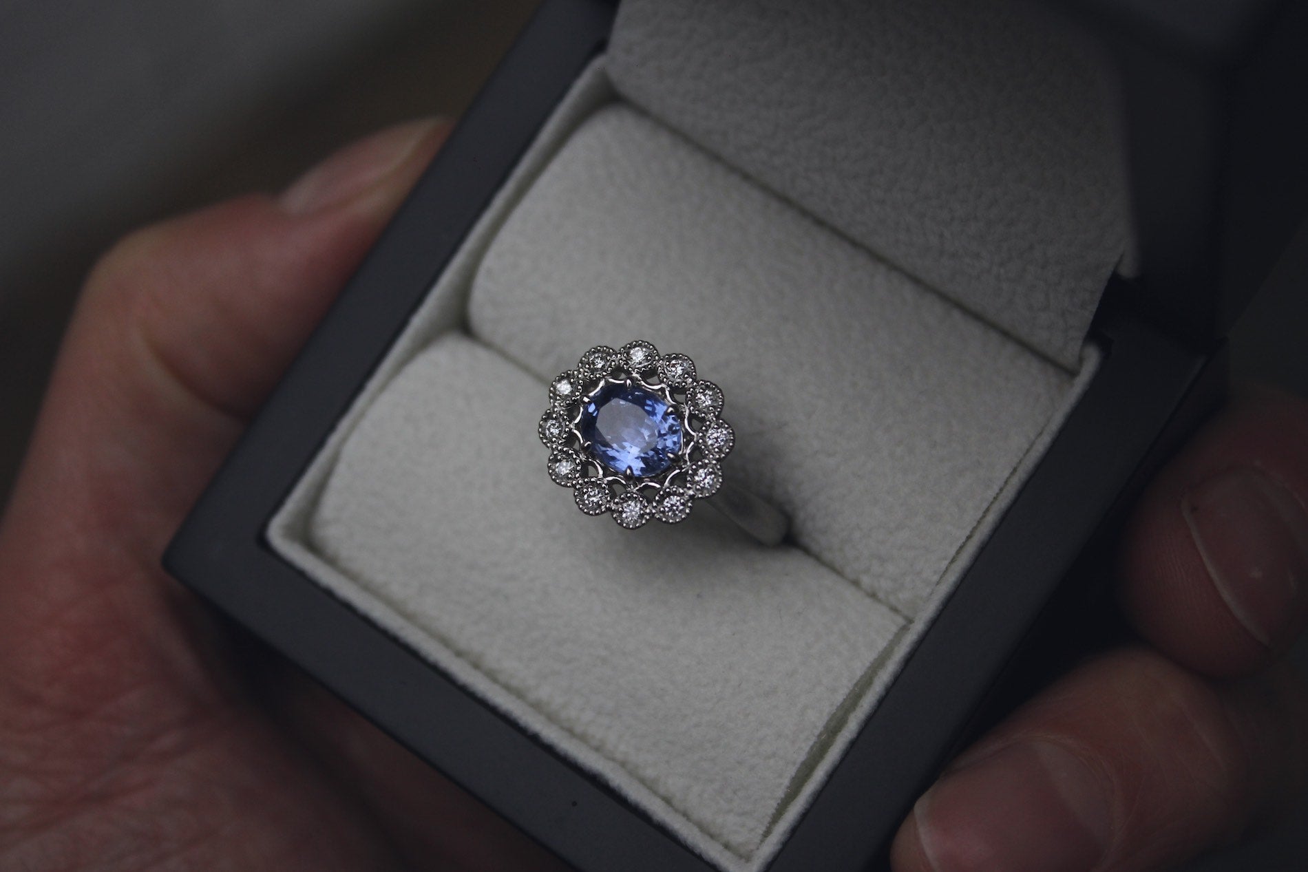Natural Sapphire & Diamond Engagement Ring