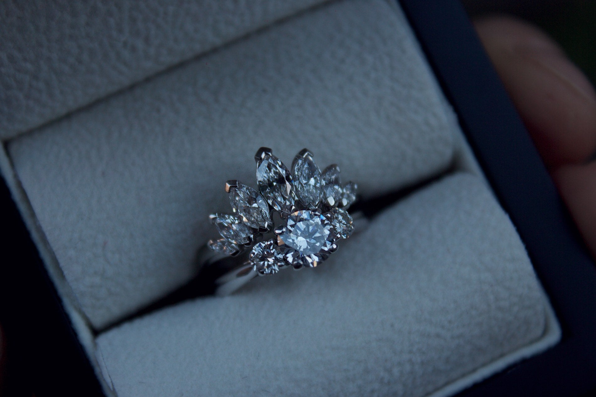 Platinum Tiara Marquise Diamond Wedding Ring
