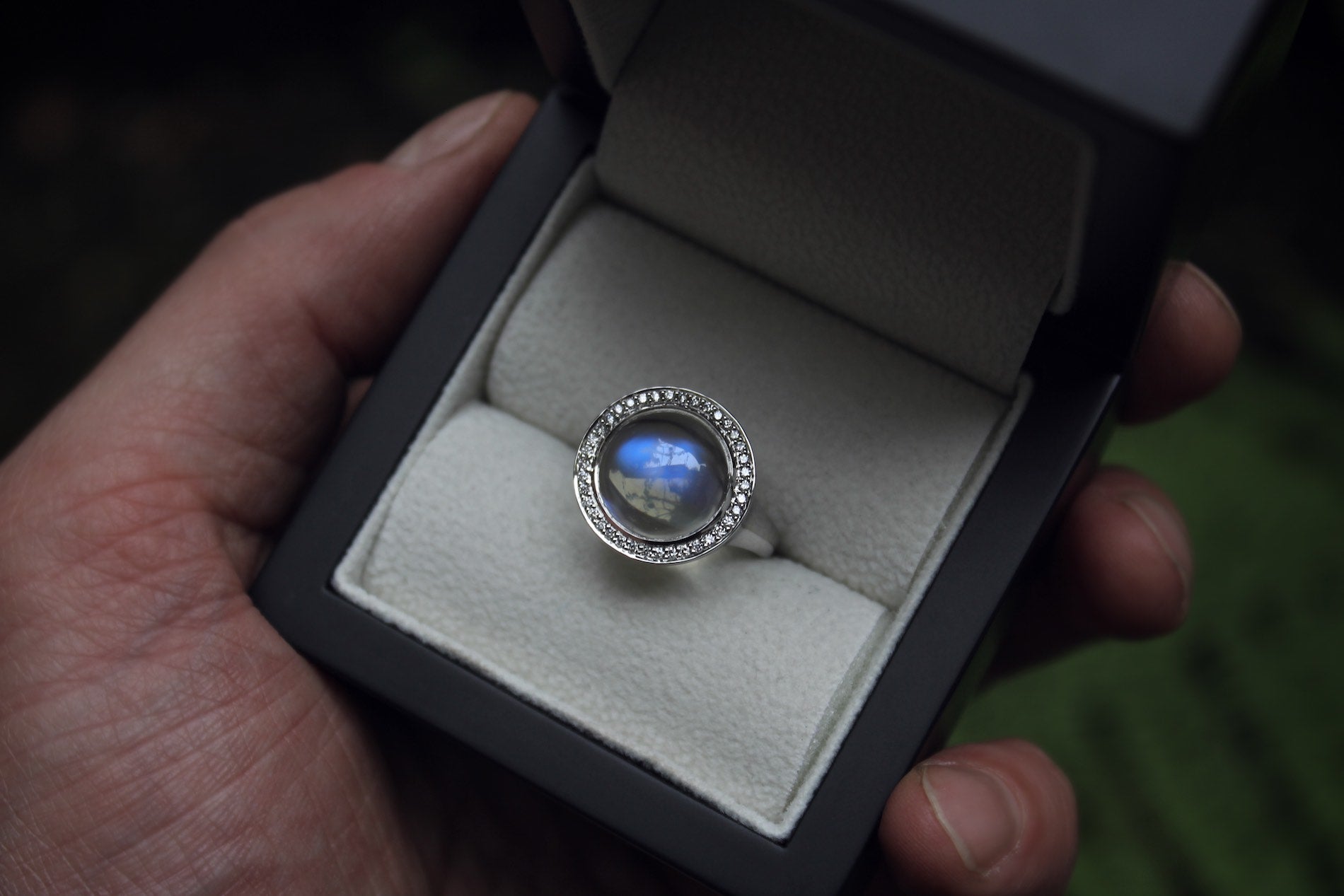 Rainbow Moonstone & Diamond Cocktail Ring