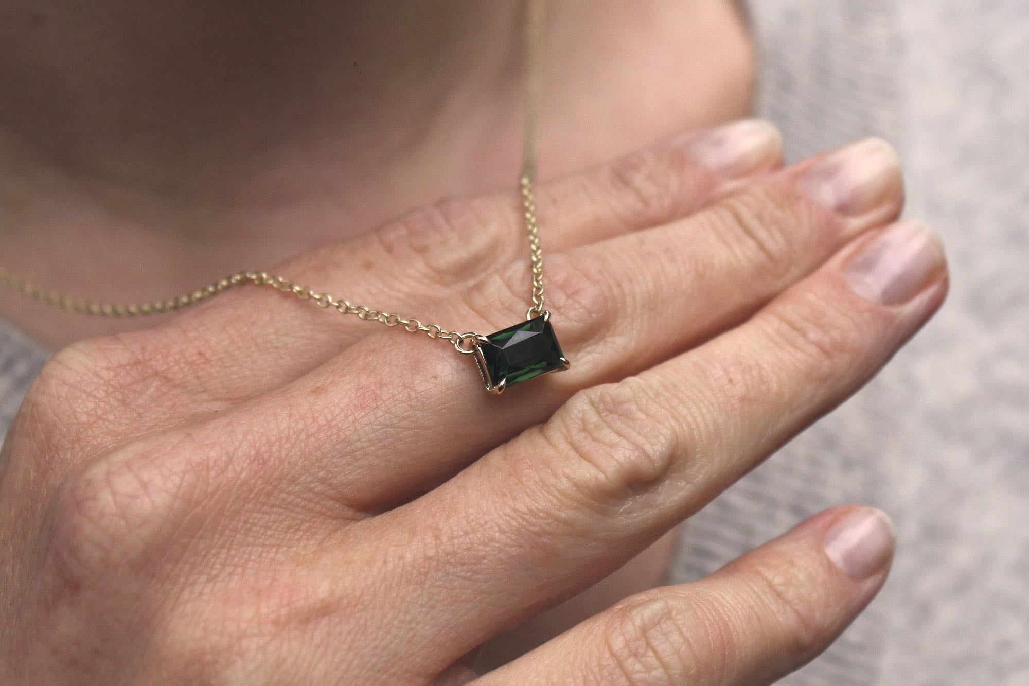 Moira Patience Fine Jewellery Bespoke Commission Remodelled Green Tourmaline Earrings and Pendant in Edinburgh
