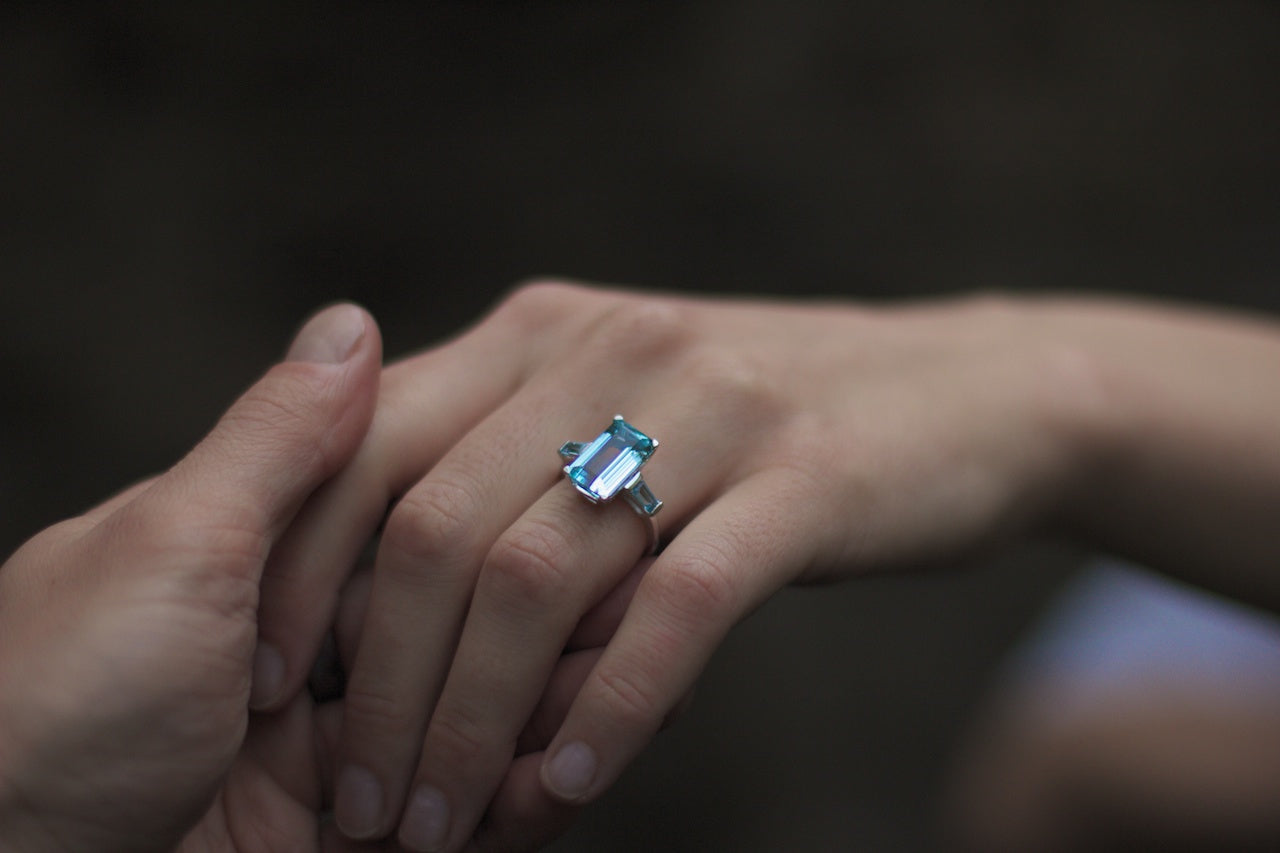 Moira Patience Fine Jewellery Bespoke Commission White Gold Aquamarine Cocktail Ring in Edinburgh
