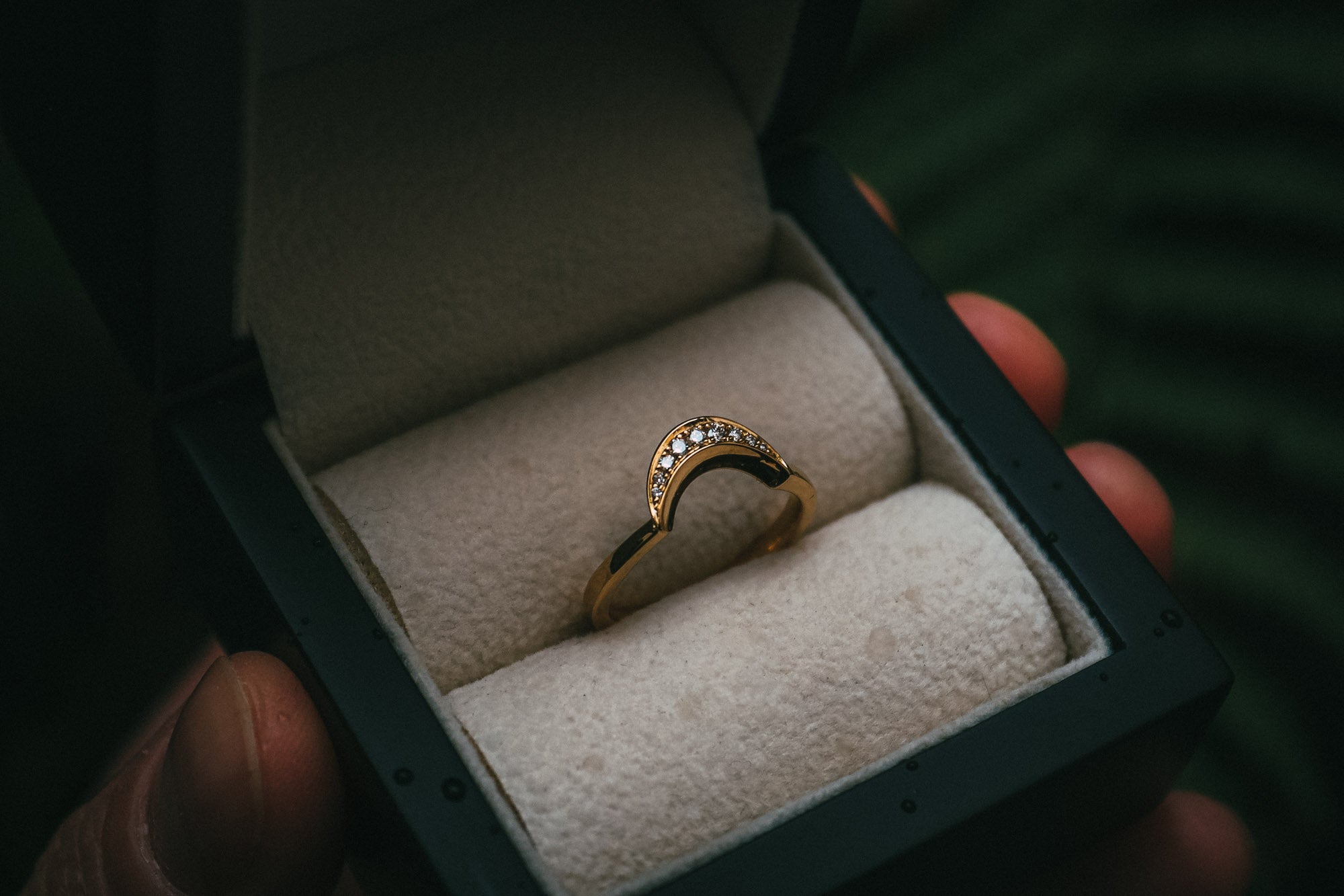 Bespoke Crescent Moon Fitted Diamond Wedding Ring