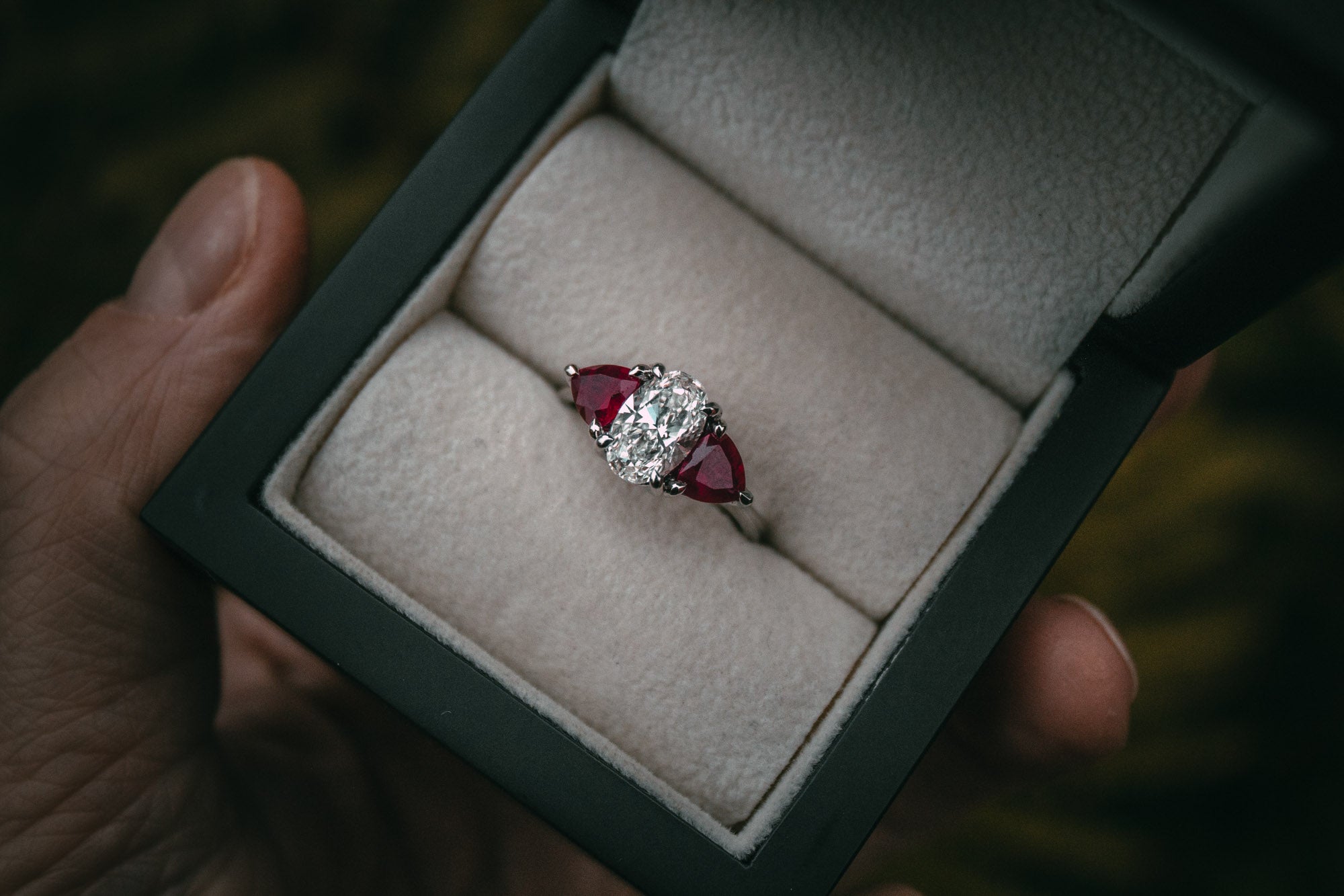 Bespoke diamond and ruby ring
