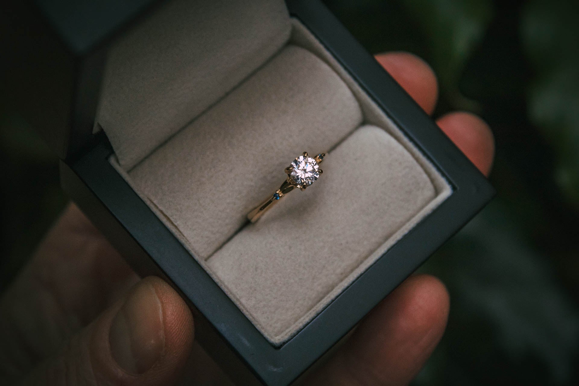 Moira Patience Fine Jewellery Bespoke Diamond and Sapphire Petal Engagement Ring