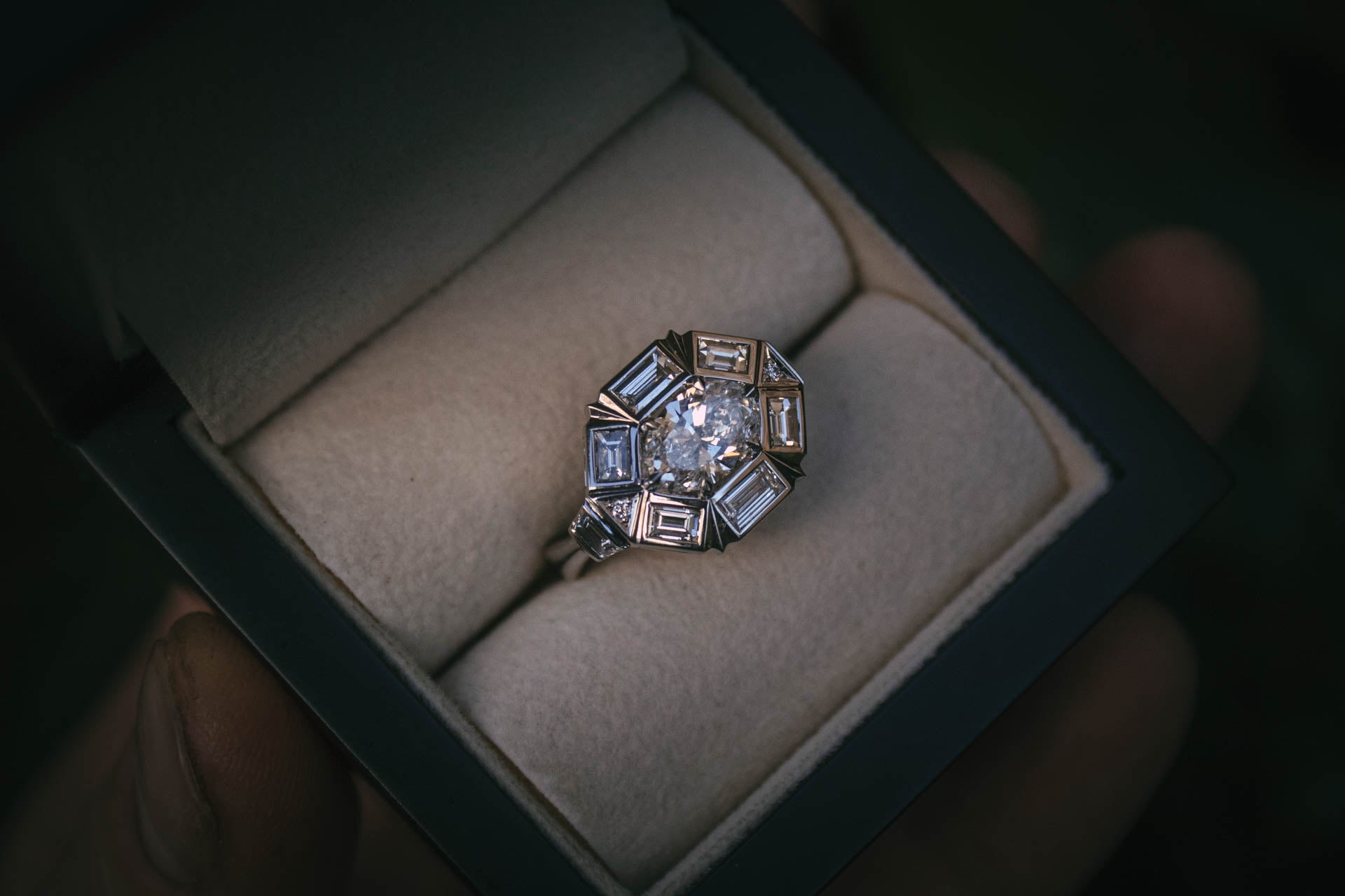 Moira Patience Bespoke East West Diamond Cocktail Ring