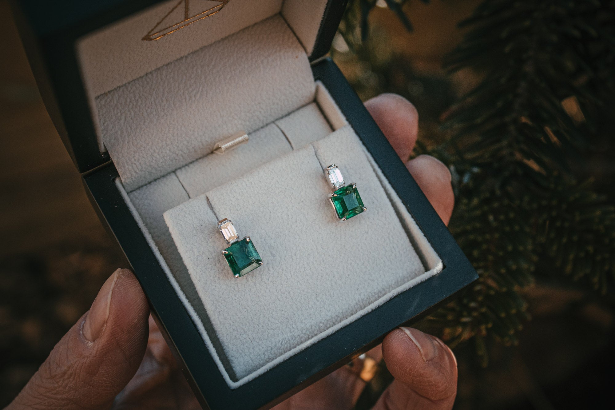 Bespoke emerald and diamond earrings