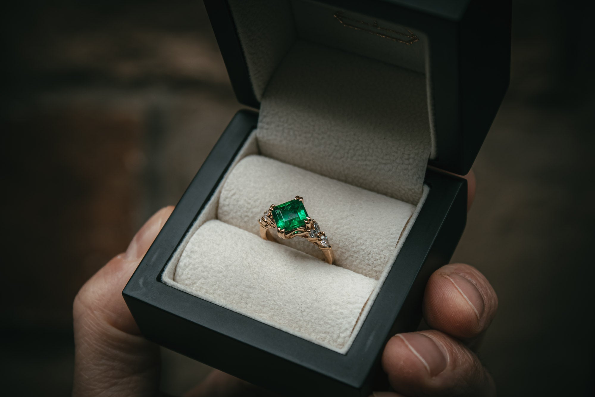 Moira Patience Fine Jewellery Bespoke Emerald and Diamond Engagement Ring