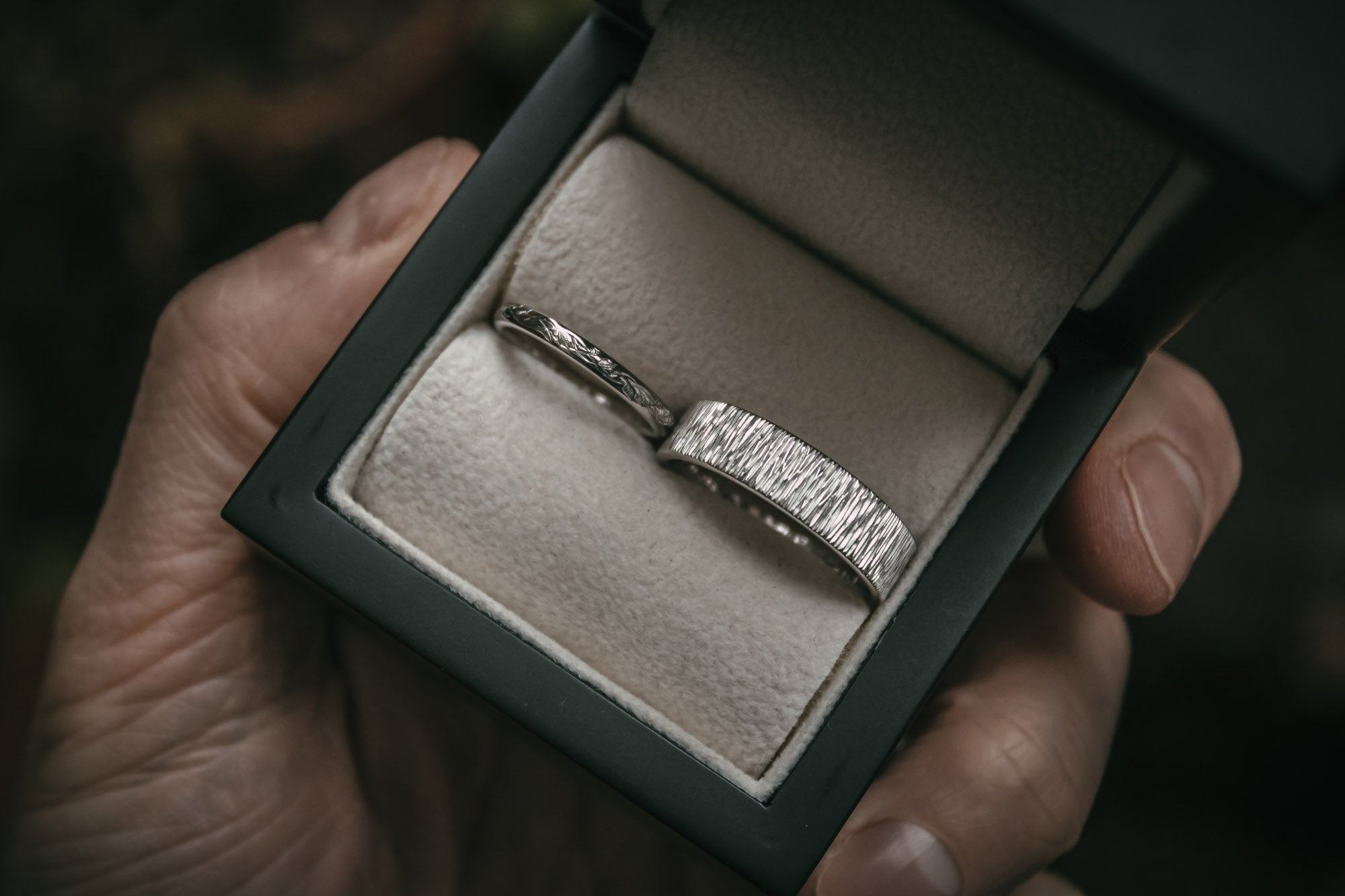 Moira Patience Fine Jewellery Bespoke Engraved Platinum Wedding Bands