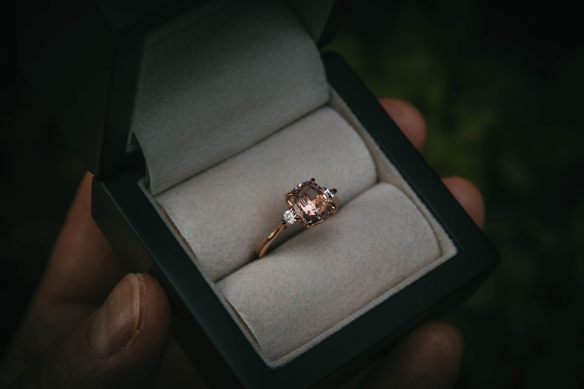 Bespoke Padparadscha Sapphire & Diamond Engagement Ring