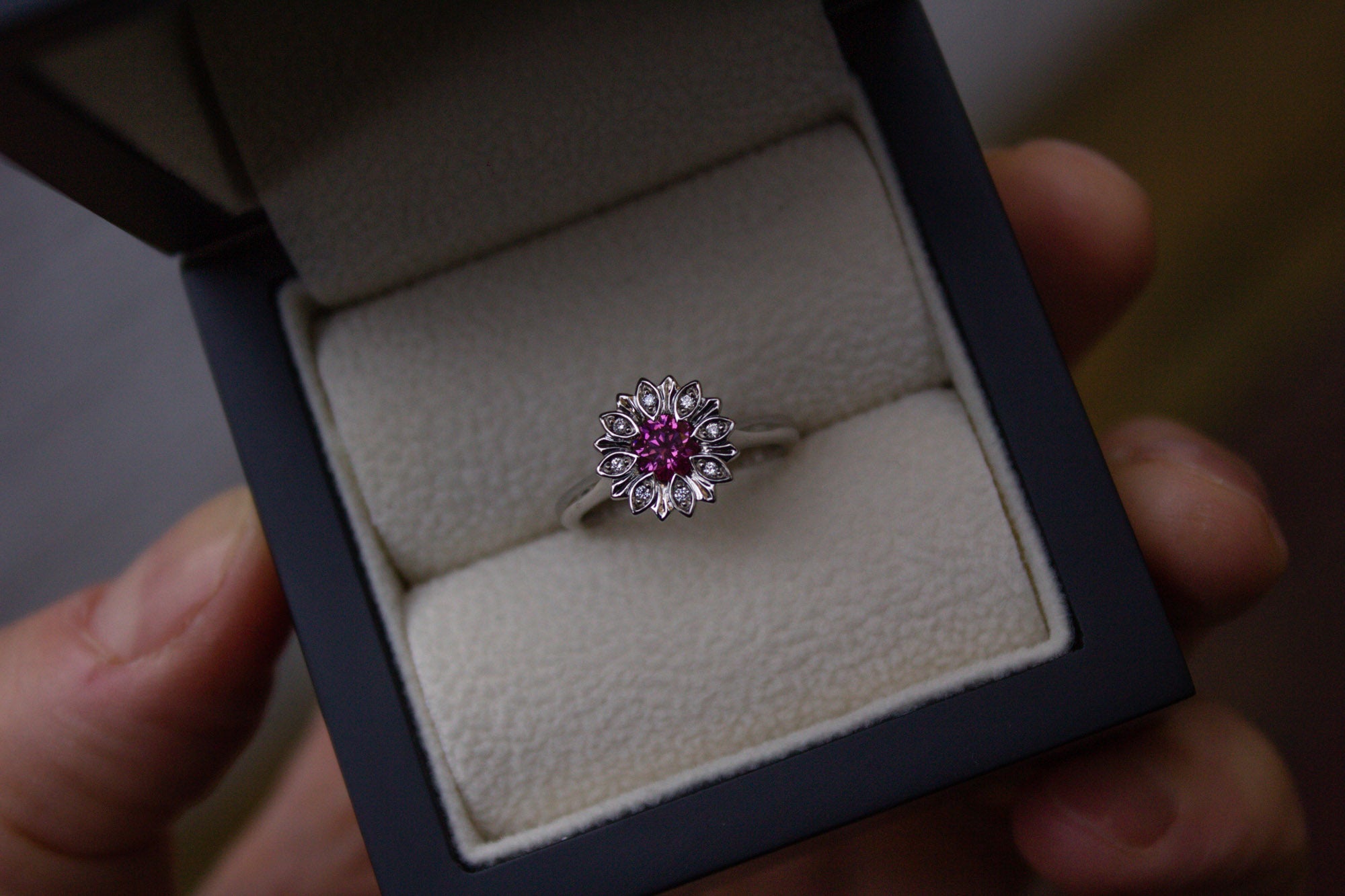 Bespoke Pink Diamond Floral Ring