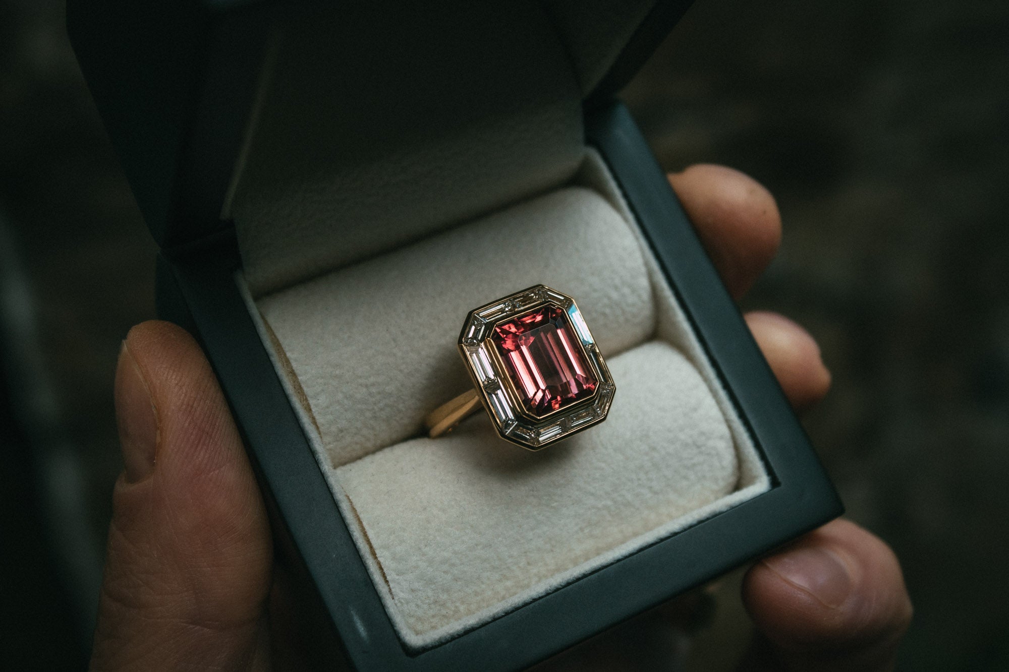 Bespoke Pink Tourmaline and Diamond Ring in Edinburgh