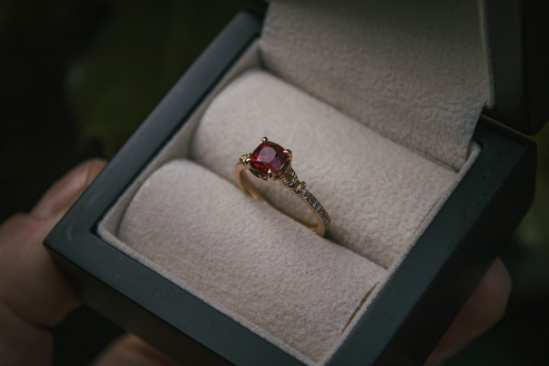 Bespoke spinel and pink diamond engagement ring