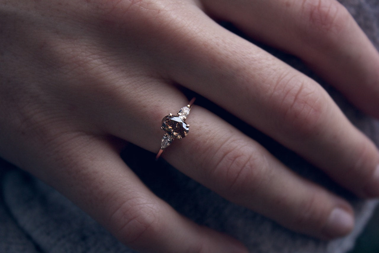 Moira Patience Fine Jewellery Bespoke Rose Gold Brown Cognac Diamond Engagement Ring Edinburgh