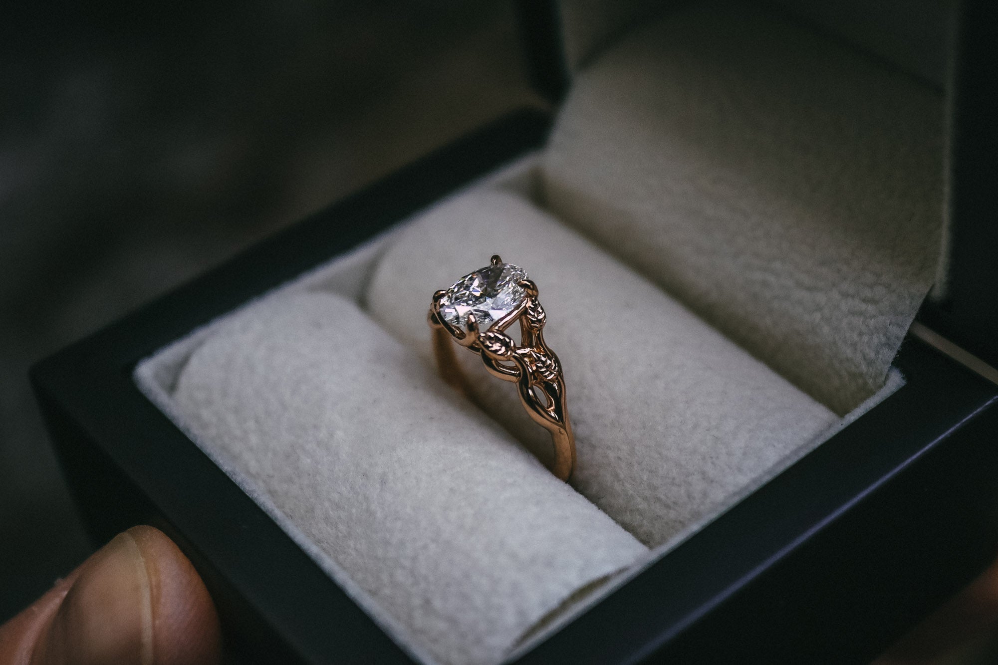 Bespoke Rose Gold Petal Diamond Engagement Ring