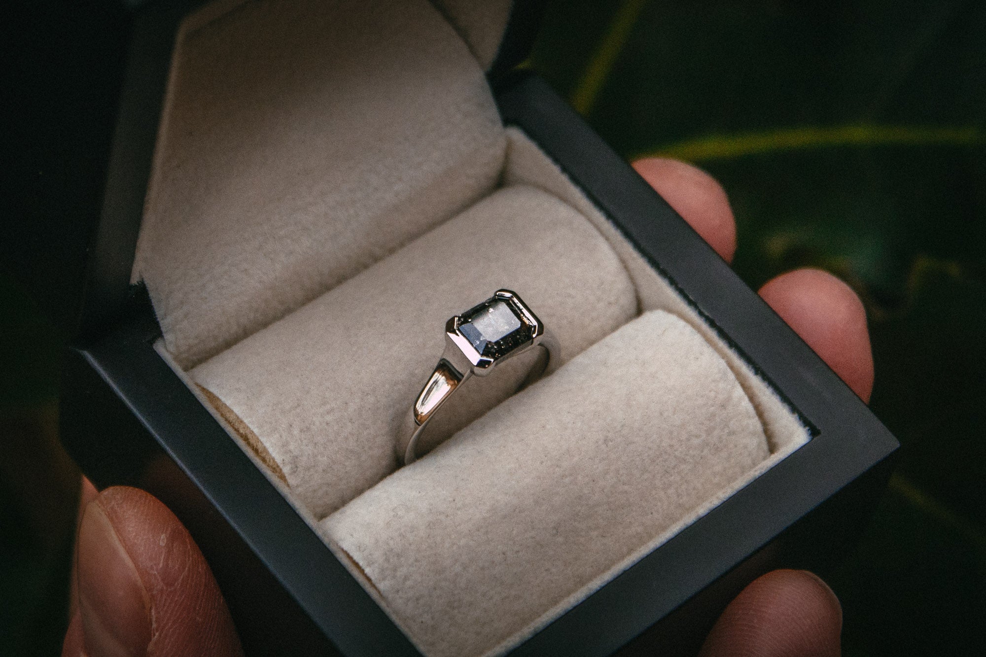 Bespoke Salt and Pepper Diamond Engagement Ring