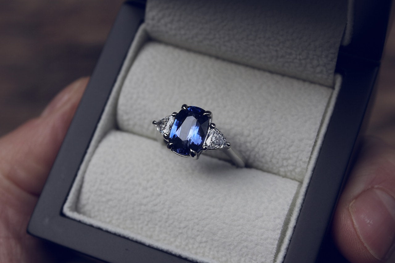 Moira Patience Fine Jewellery Bespoke Sapphire and Diamond Engagement Ring