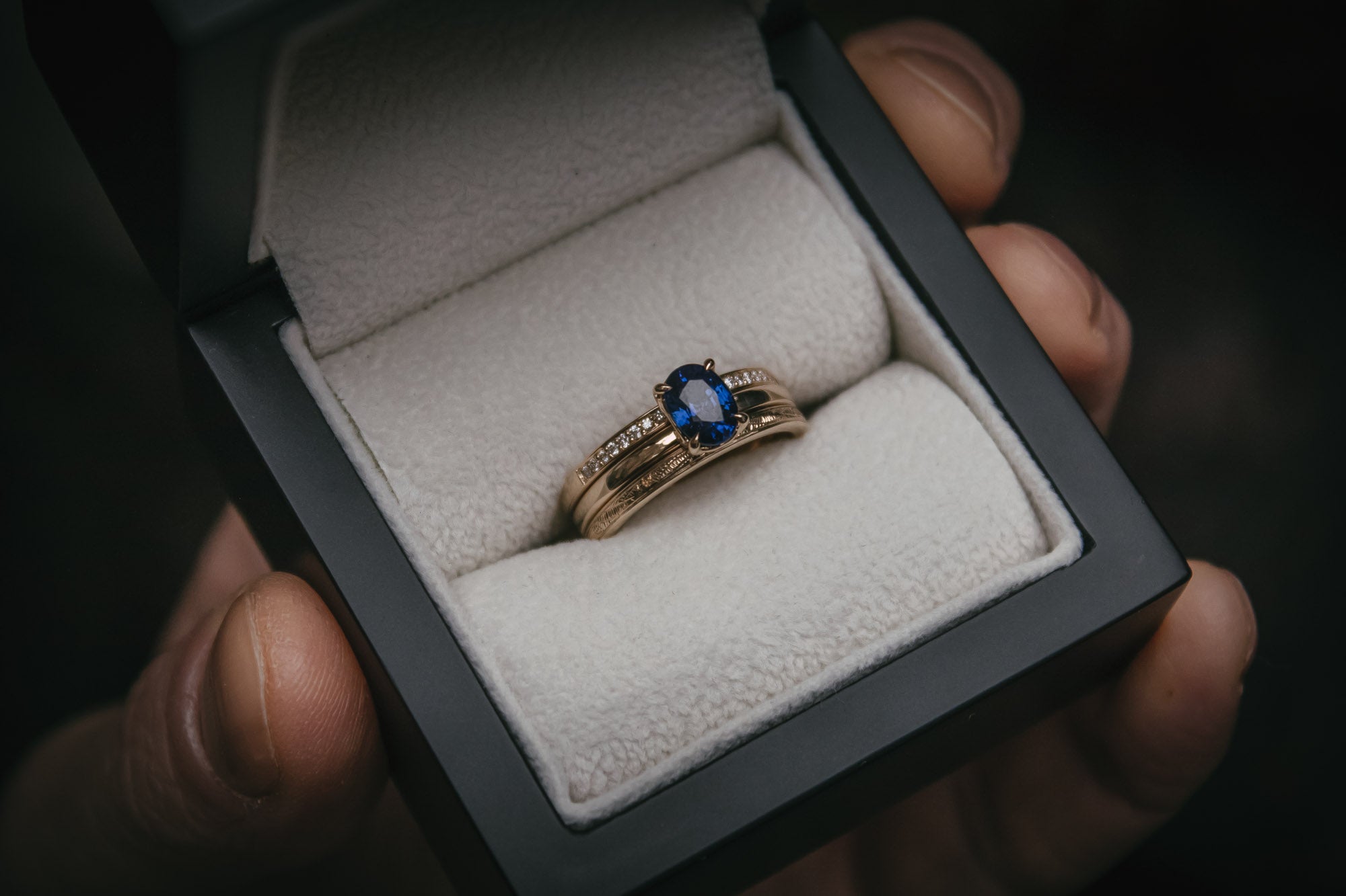 Bespoke sapphire and diamond stacking rings