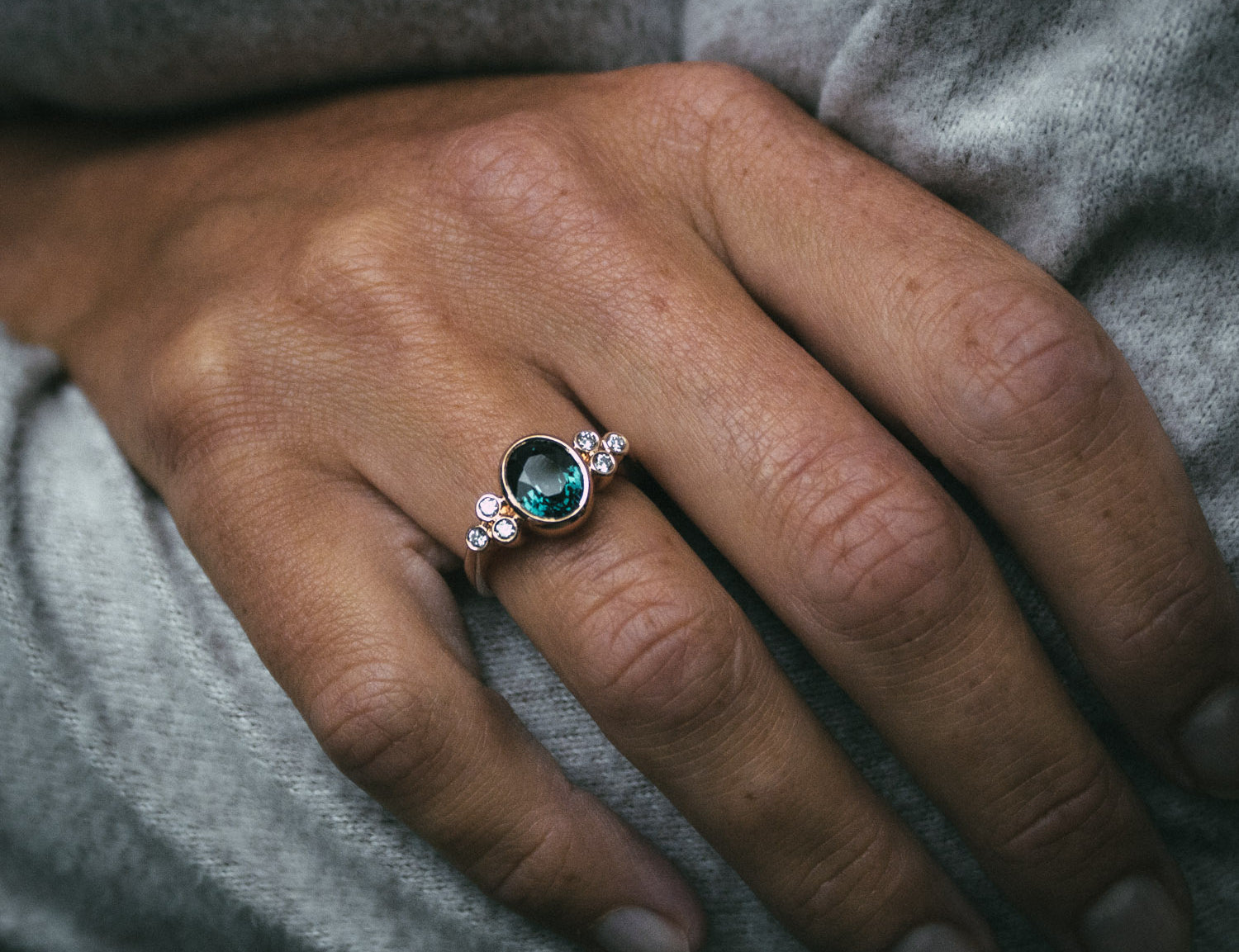 moira patience bespoke engagement ring with diamond accents