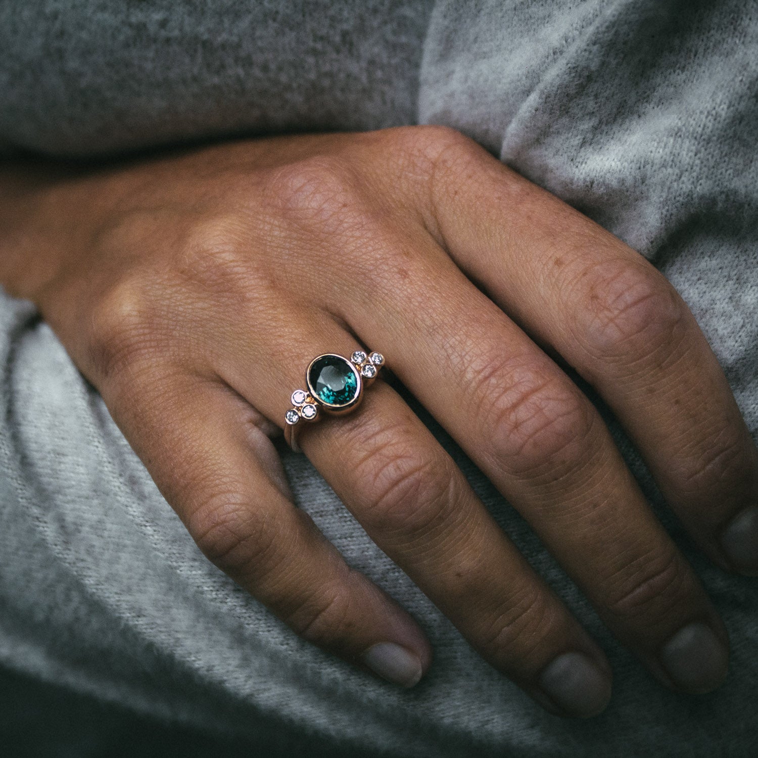 moira patience bespoke engagement ring with diamond accents