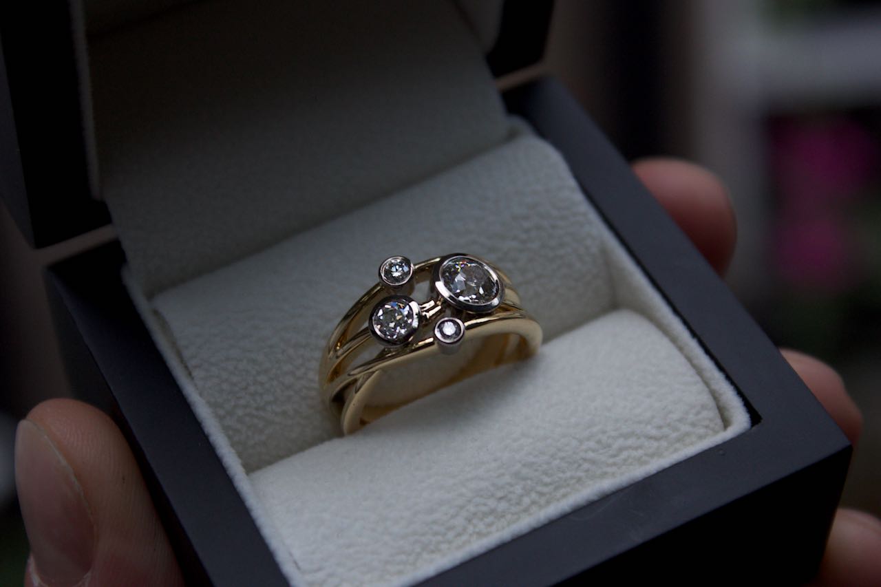 Moira Patience Fine Jewellery Bespoke Twisted Diamond Cocktail Ring Edinburgh